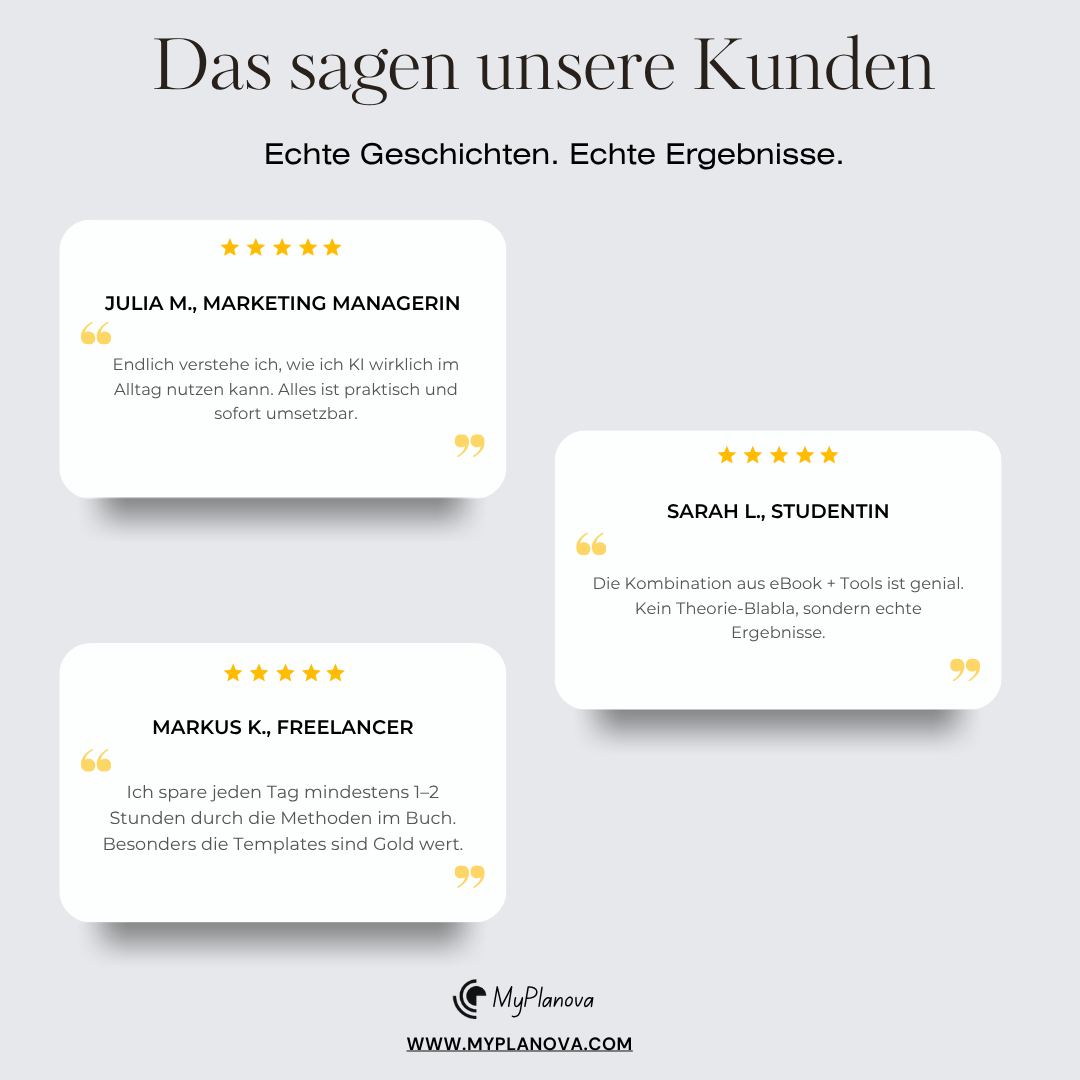 Reviews from customers on a light gray background with MyPlanova branding.
