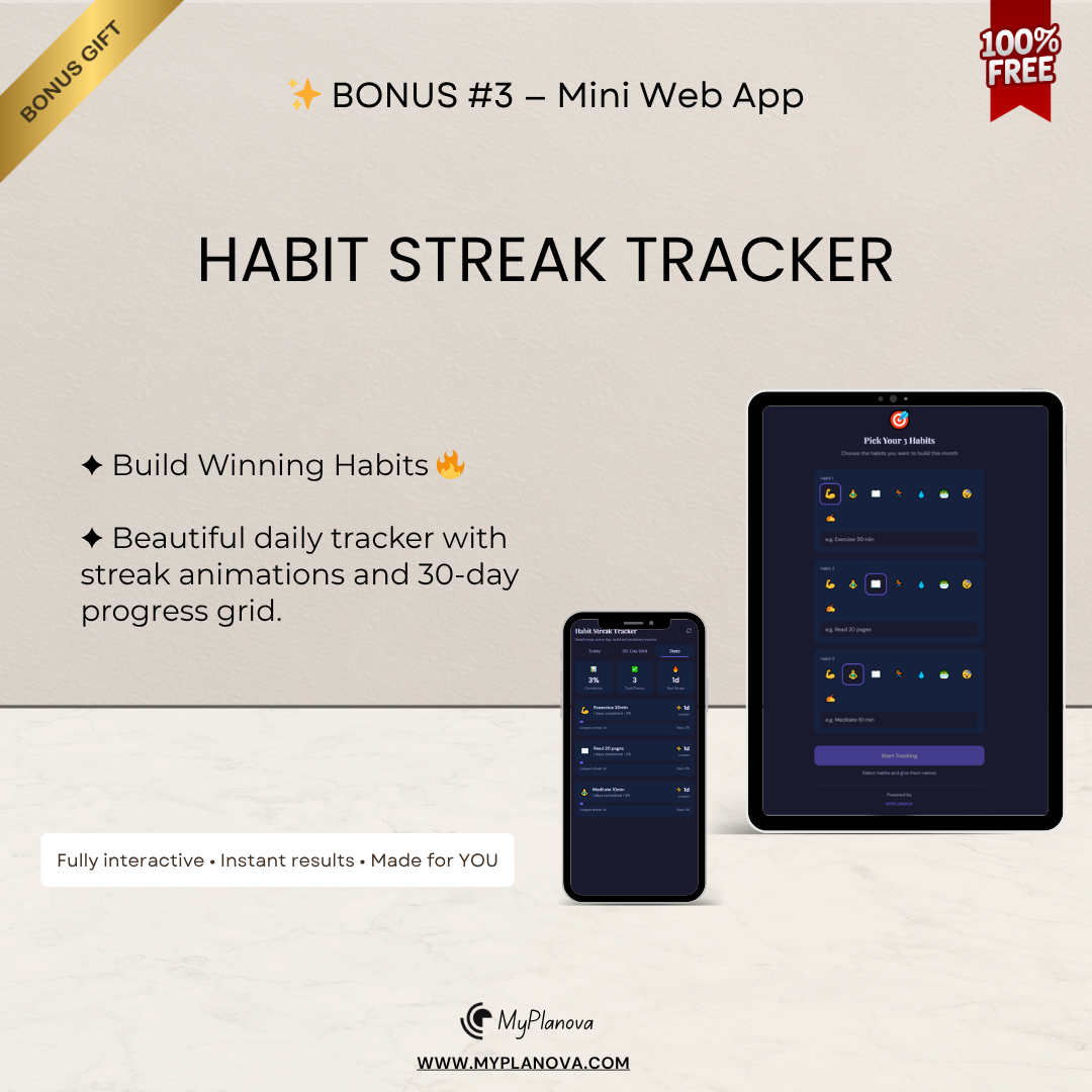 Advertisement for a habit streak tracker app on a tablet and phone with promotional text.