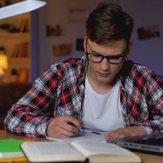 A student uses the Student planner from the MyPlanova brand while studying.